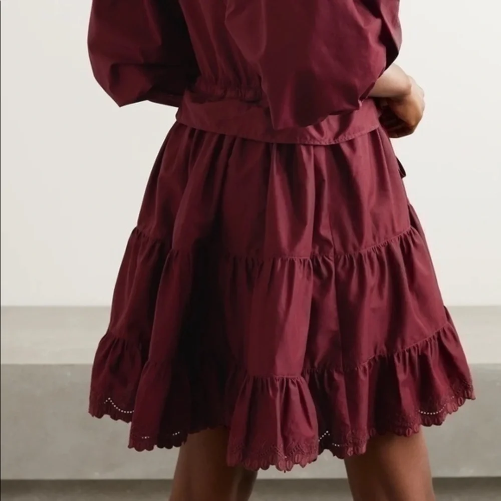 SEE BY CHLOÉ Tiered embroidered cotton-poplin mini dress Size 0 which is 34 - Picture 4 of 16